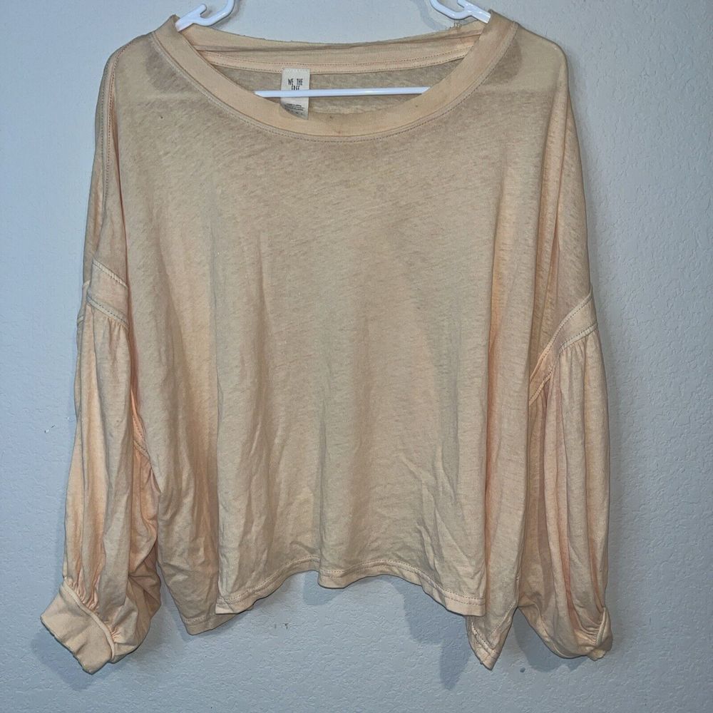 We The Free People Blouson Sleeve Top Oversized Peasant Size XS peach